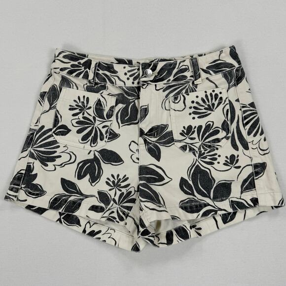 J Crew Womens Tropical Berry Block Print Patch Pocket Denim Short Size 0 Black - Picture 2 of 12